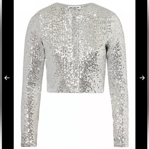 Good American Sparkling Silver Sequin Long Sleeve Top - Picture 3 of 13